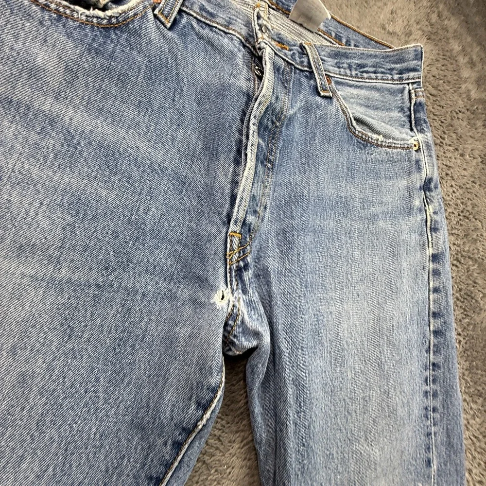 Y2K Vintage Levis 501 Jeans Mens 34x34 Distressed Light Wash Denim Button Fly